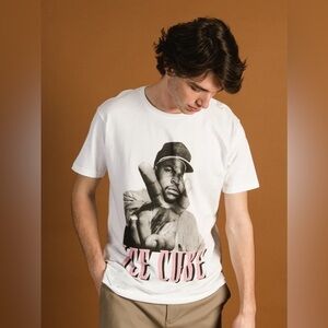 Ice Cube Men Unisex Graphic Music Cotton Tee T-Shirt - White - L Large